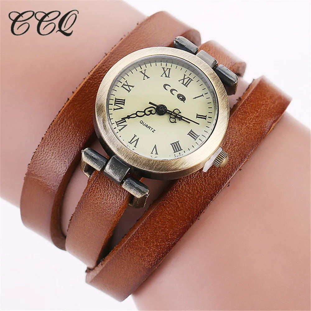 CCQ брендовые Популярные антикварные часы с кожаным браслетом винтажные женские наручные часы модные кварцевые часы унисекс Relogio Feminino
