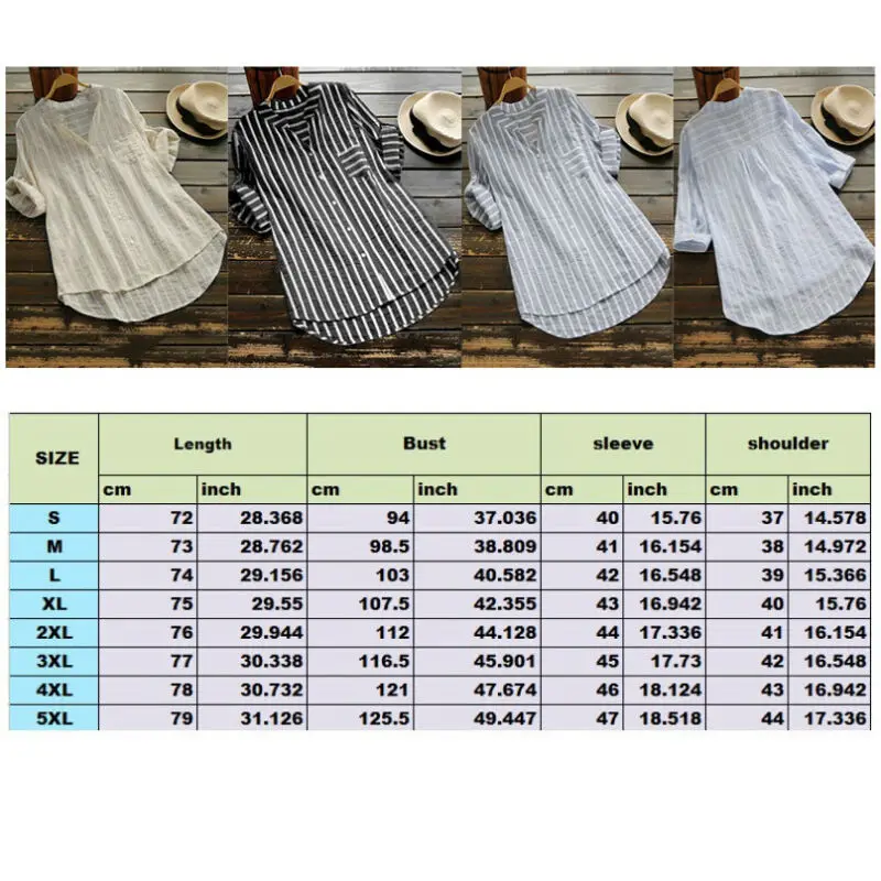 Новые женские летние полосатые Блузы с v-образным вырезом свободные ...