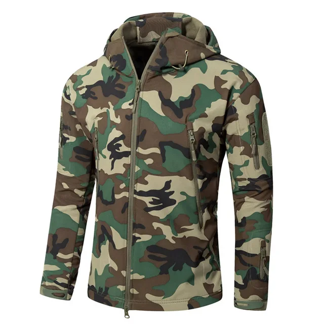 Woodland camouflage Брендовая одежда осенняя мужская Военная камуфляжная флисовая куртка армейская тактическая одежда Мультикам мужские камуфляжные ветровки - Цвет: Woodland camouflage
