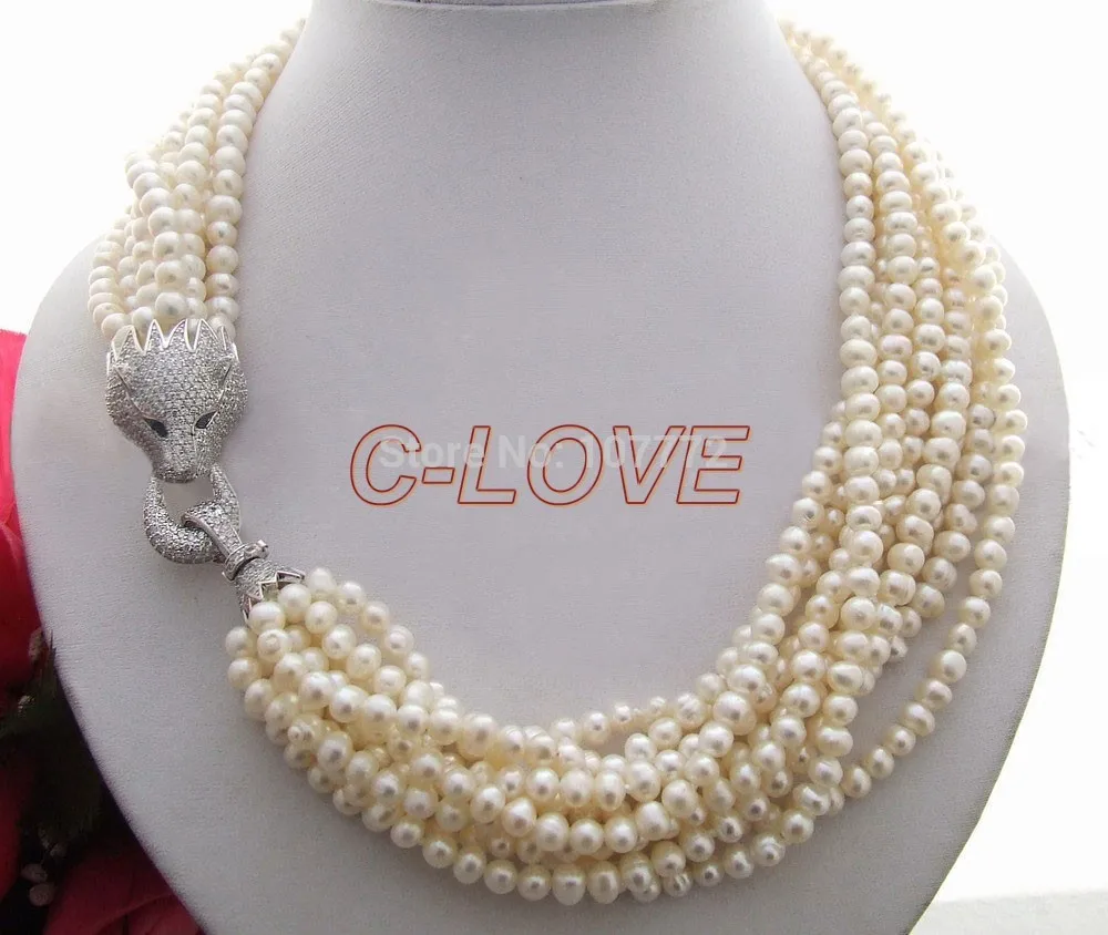 

Hand-Made Semi-Stone 9 strands Pearl&Rhinestone Clasp Necklace free shipment