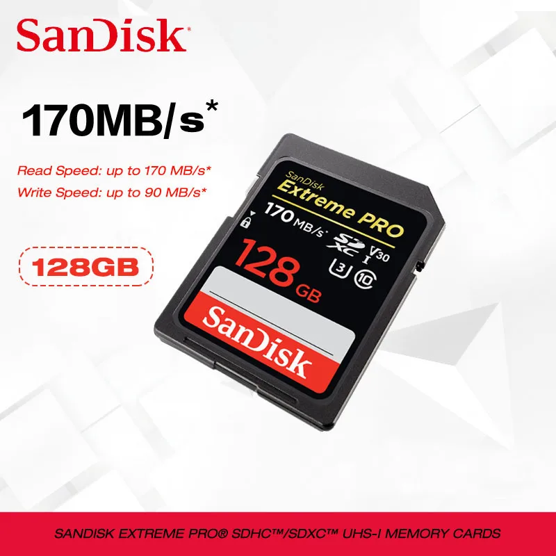 SD Карта SanDisk Extreme PRO 128 ГБ 64 256 U3 карта памяти 32 Гб sd Max 170 м/бриджей с картой класса 10