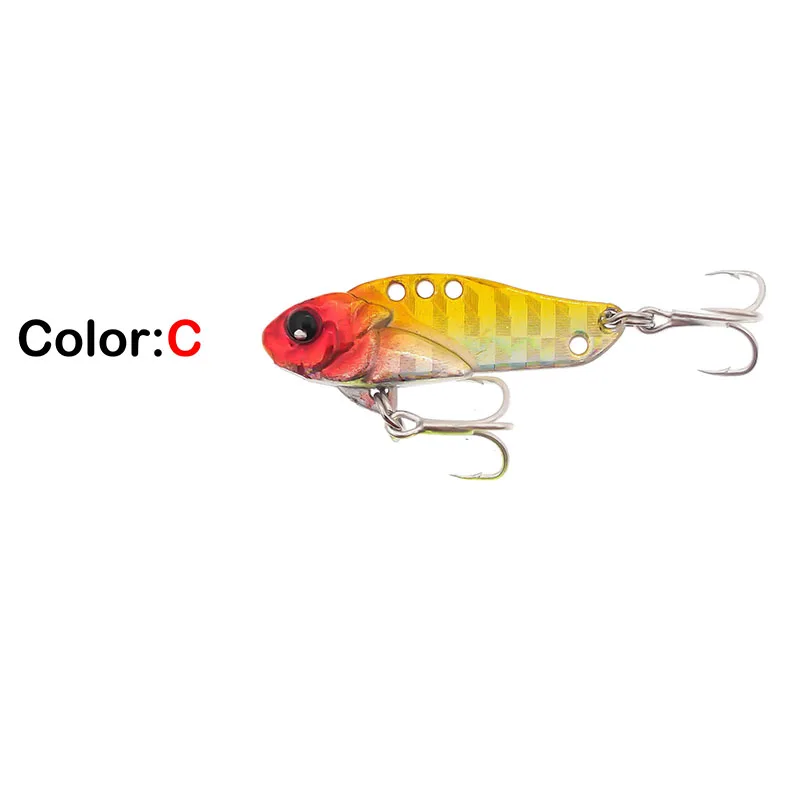 New 1pcs Metal Laser VIB Fishing Lure 5.5g 35mm Winter Ice Jig Fishing Tackle Crankbait Vibration Spoon Spinner Sinking Bait - Color: C