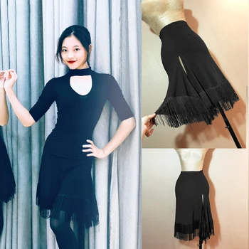 

Latin Dance Dress Female Black Fringe Skirt Women Practice Clothes Latin Competition Costume Lady Rumba/Tango Clothing DQL1475