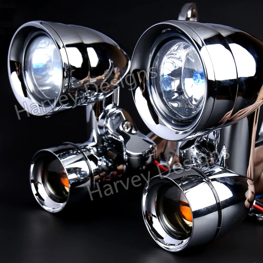 US $188.98 New Chrome Fairing Mounted Driving Lights With Smoked Turn Signals For Harley 9613 Street Glideamp9618 Road King FLHR Models