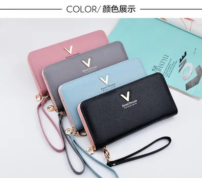Noir Femelle bleu Femmes En Titulaire rose gris De V Longue Par 200 monnaie Portefeuille Embrayage Cuir Portable Poche Pcs Portefeuilles Téléphone Porte La Pu Ems Dhl Carte Zipper Fille Ou qXpwxpF7