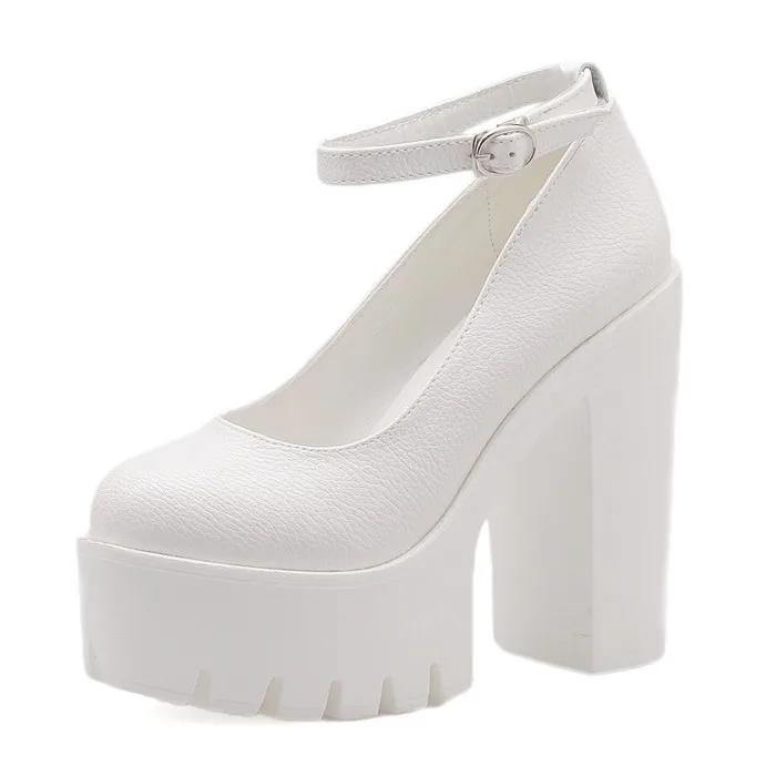white shoes Gdgydh/Новинка года; сезон весна-осень; повседневная обувь на высоком каблуке; пикантные туфли-лодочки на платформе с толстым каблуком Руслана Коршунова; цвет черный, белый; размер 42 - Цвет: white shoes