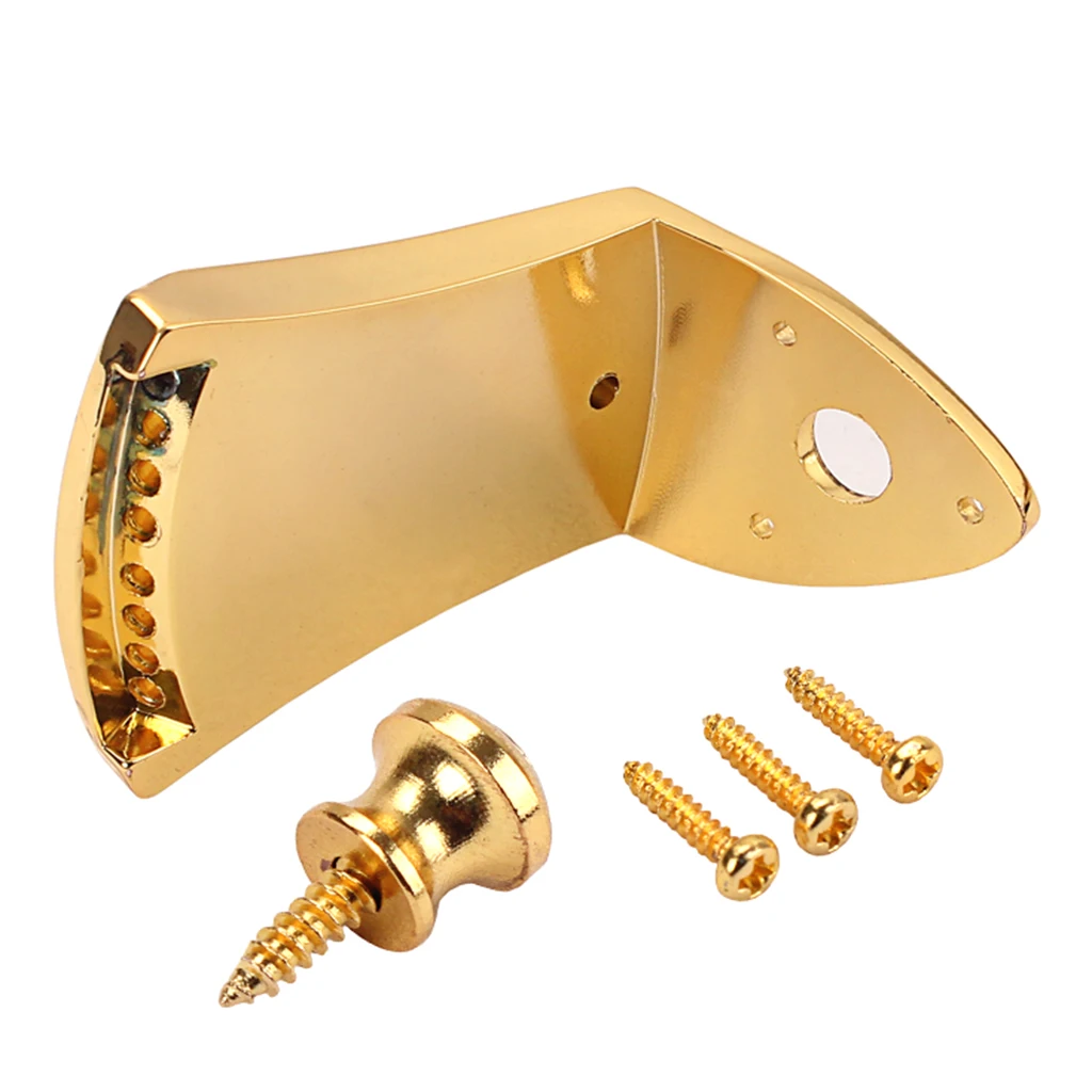 Gold Plated 8 Strings Mandolin Tailpiece With Screws Strap Buttons Parts 56x44.5x8.8mm