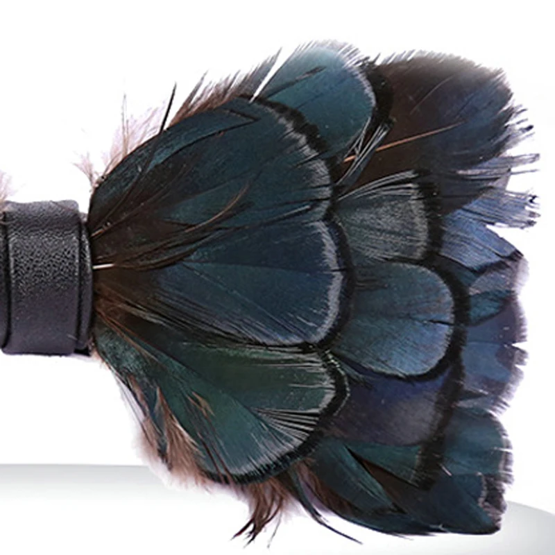 Перо галстук-бабочка хорошее качество Большой перо мужские галстуки темный цвет стиль галстук-бабочка для свадьбы с подарочной коробкой