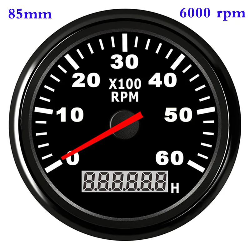 8K лодка Тахометр морской тахометр Калибр ЖК-часы 12 В/24 В 8000 об/мин 85 мм Лодка Тахометр - Цвет: 6000 rpm