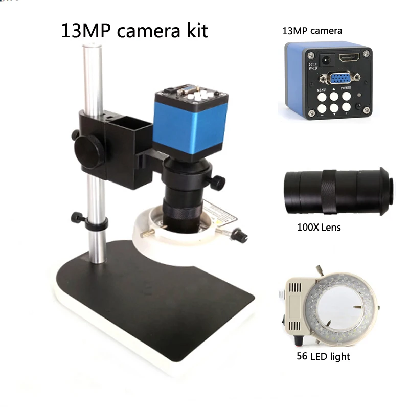 

HDMI VGA 720P 13MP microscope work camera infrared remote control digital electronic +100x zoom video lens, mobile phone repair