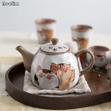 NOOLIM Japaneses глина милый кот чайный горшок чайная чашка для воды коричневый белый керамический/фарфоровый чайник посуда для напитков чайные аксессуары