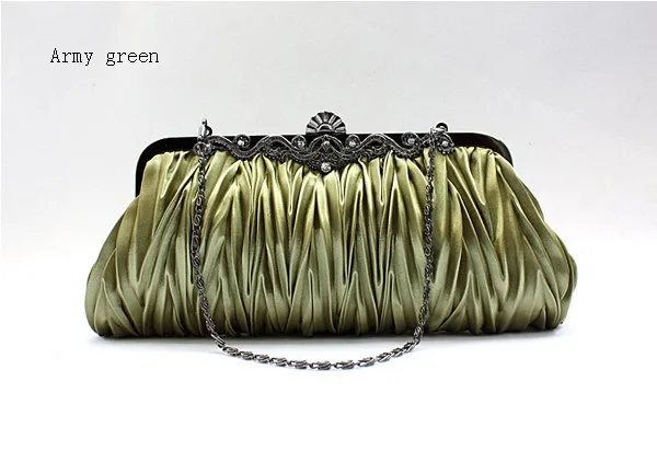 

Free Shipping Army Green Chinese Women's Satin Wedding Evening Bag Clutch handbag Bride Party Purse Makeup Bag 7385-W