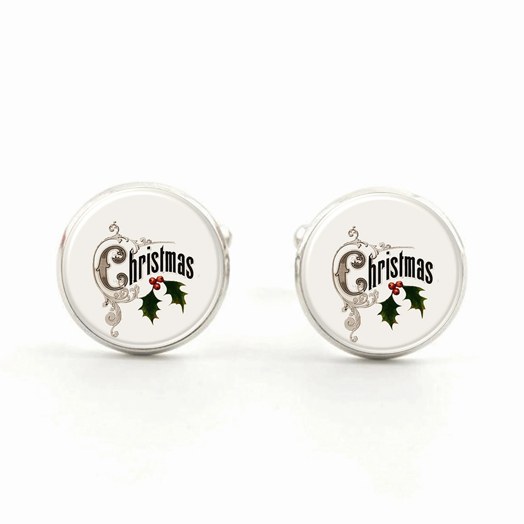 Christmas Cufflink, Xmas Gift, Festive Holiday Jewelry (1362S1IN)in