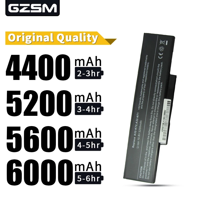 Цена HSW 6 ячеек Аккумулятор для ноутбука ASUS A32 K72 A72 A72D A72DR A72F A72J A72JK A72JR K72 K72D K72DR K72DY K72F K72J K72JA акумуляторная батарея