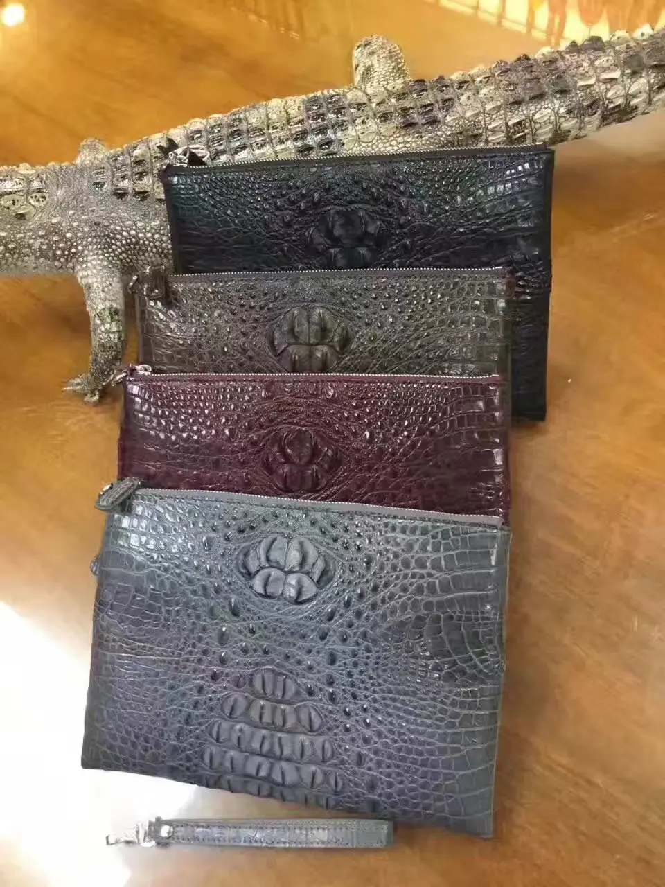 100% genuine crocodile leather skin long men wallet clutch, alligator skin men bank card credit card holder visa holder money