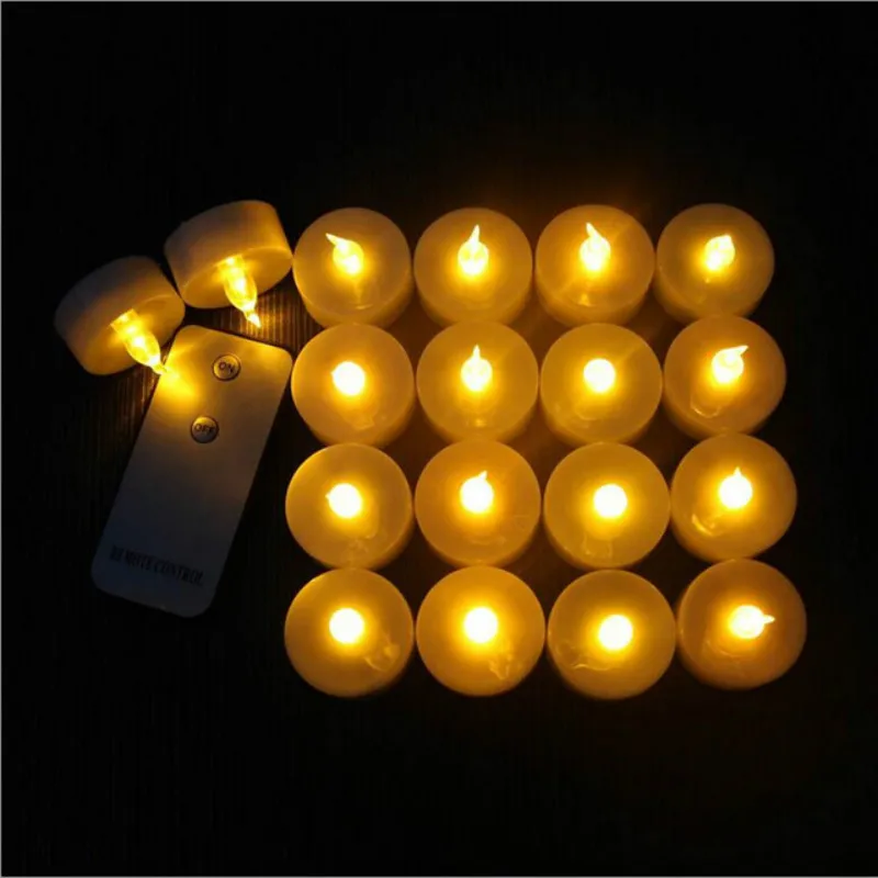 

16Pcs/Set Flickering Blinking LED Candle Tea Light with Remote Control Battery Operated Tealight for Christmas Party Secoration