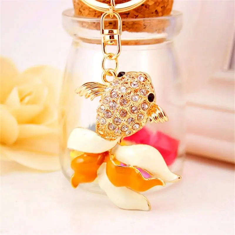 Fashionable Accessory Key Ring Shiny Rhinestone Decoration Fish Shape Pendant Keychain Glitter Phone Car Wallet Bag Keychain