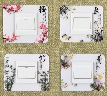 

JIA-GUI LUO Acrylic Switch Panel Sticker Decorative Switch Protective Cover Pattern Style Simple Socket Decoration L012