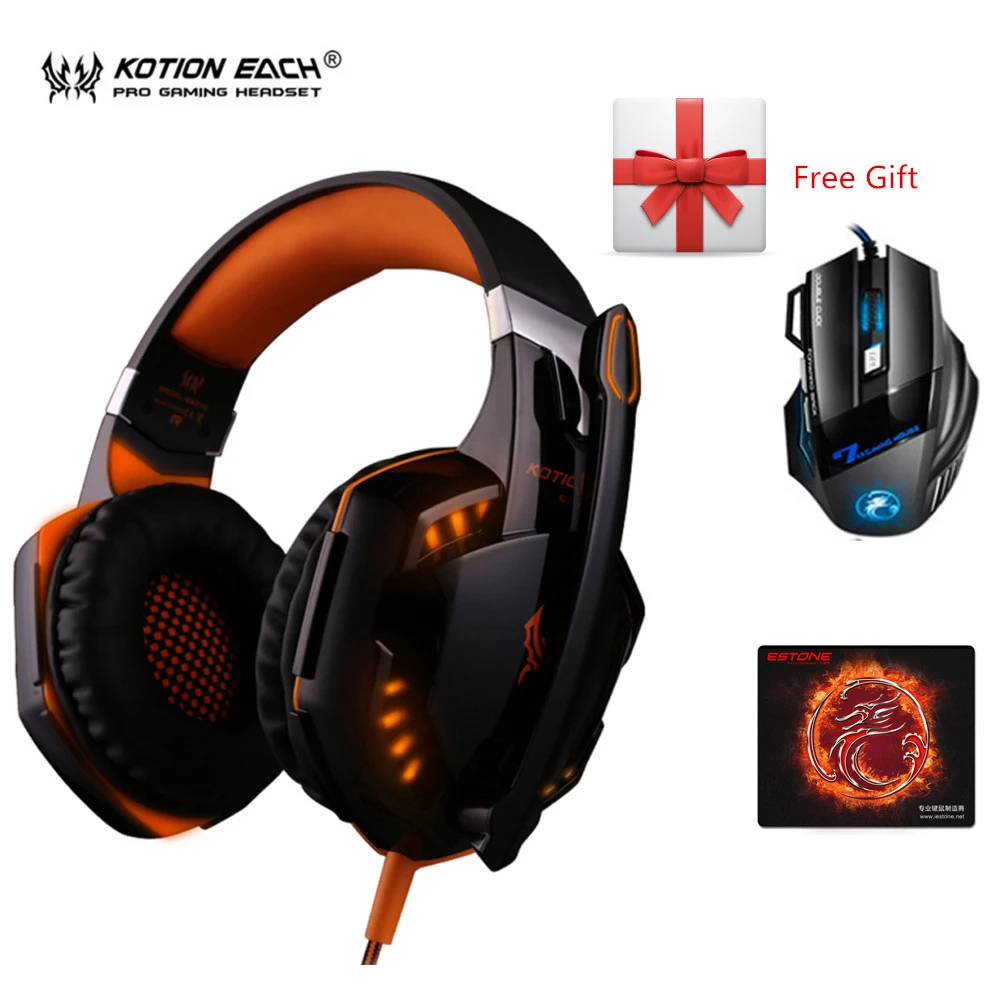 cheap 3pcs combo Kotion EACH G2000 Gaming Headset Headphones with iMICE X7 2400dpi Mic + Mousepad for PC Gamer