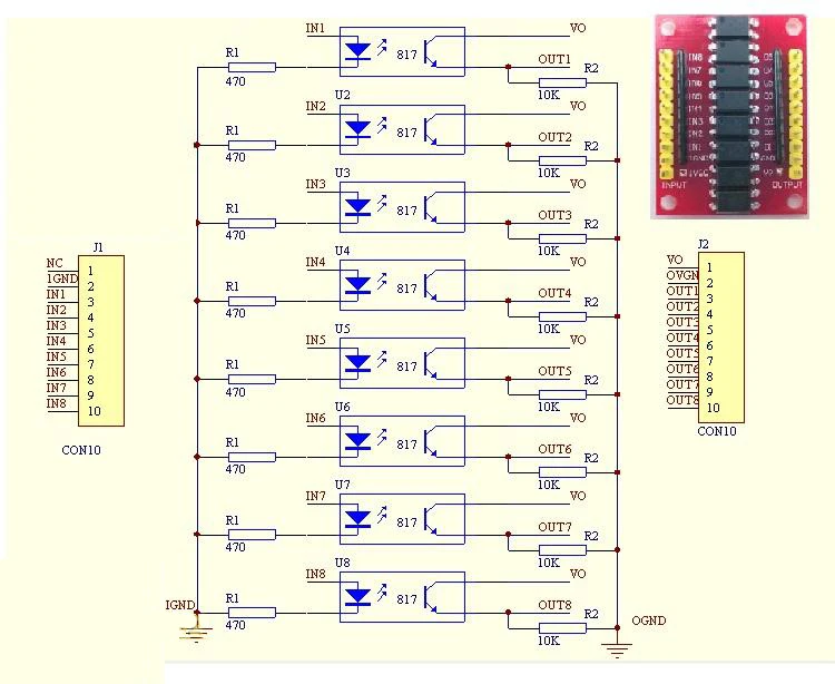 12V 8 канальная оптопара изоляционная доска высокого уровня триггер изолированный модуль положительная фаза пластина усиления 50mA