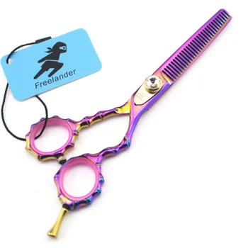 

5.5inchs multicolor bamboo Professional Dog Grooming Hair Cutting Scissor &teeth Scissor Shear Kit with case