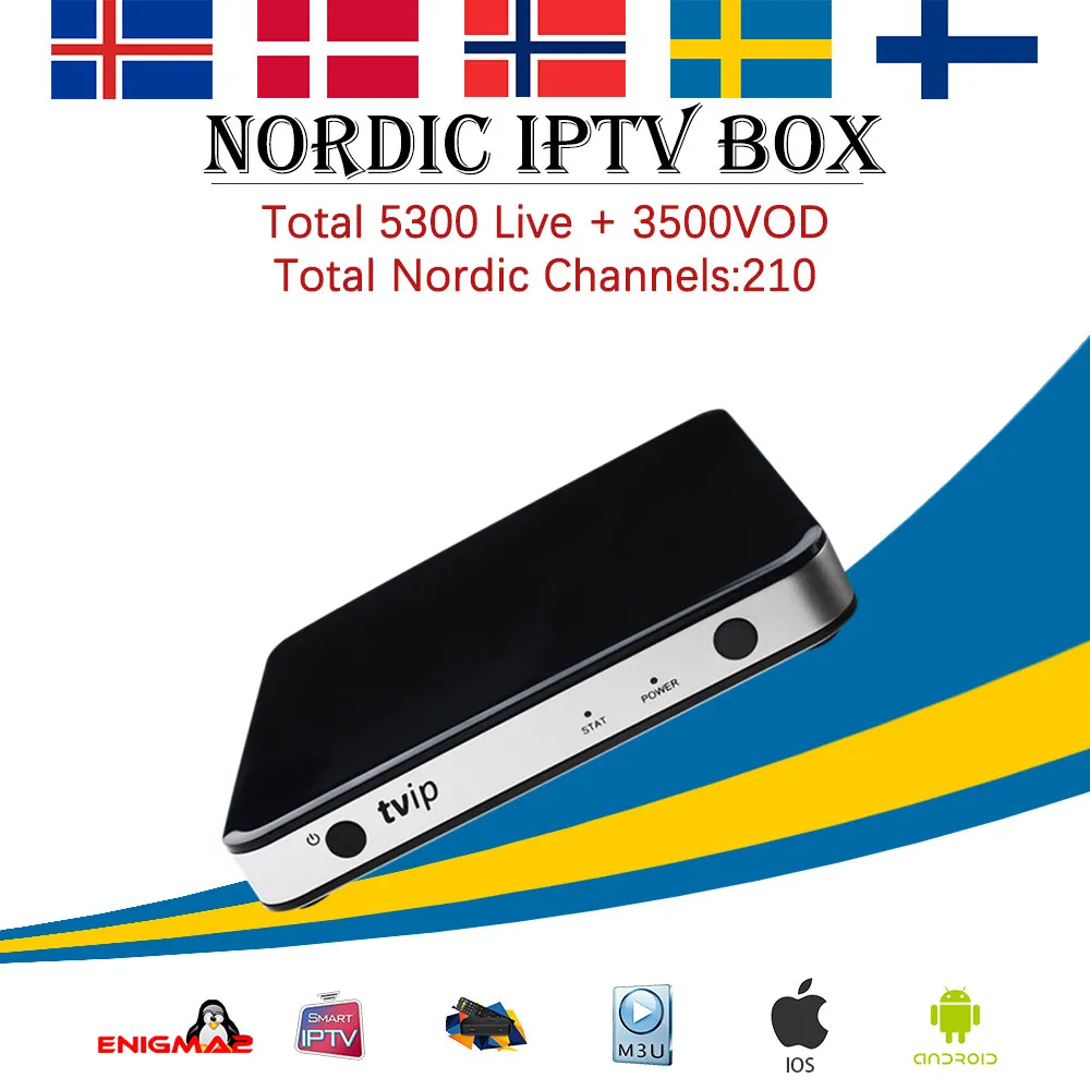 

Nordic Sweden TVIP 605 Android Linux IPTV Box Amlogic S905X with 5000 Live EPG support Norway Denmark KO MAG25X smart tv box