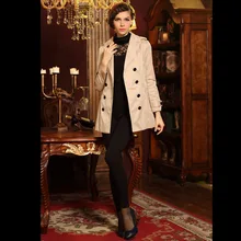 Женское пальто, пальто, хлопковое пальто, v-образный вырез, длинный рукав, двубортное пальто, Длинная элегантная тонкая женская верхняя одежда