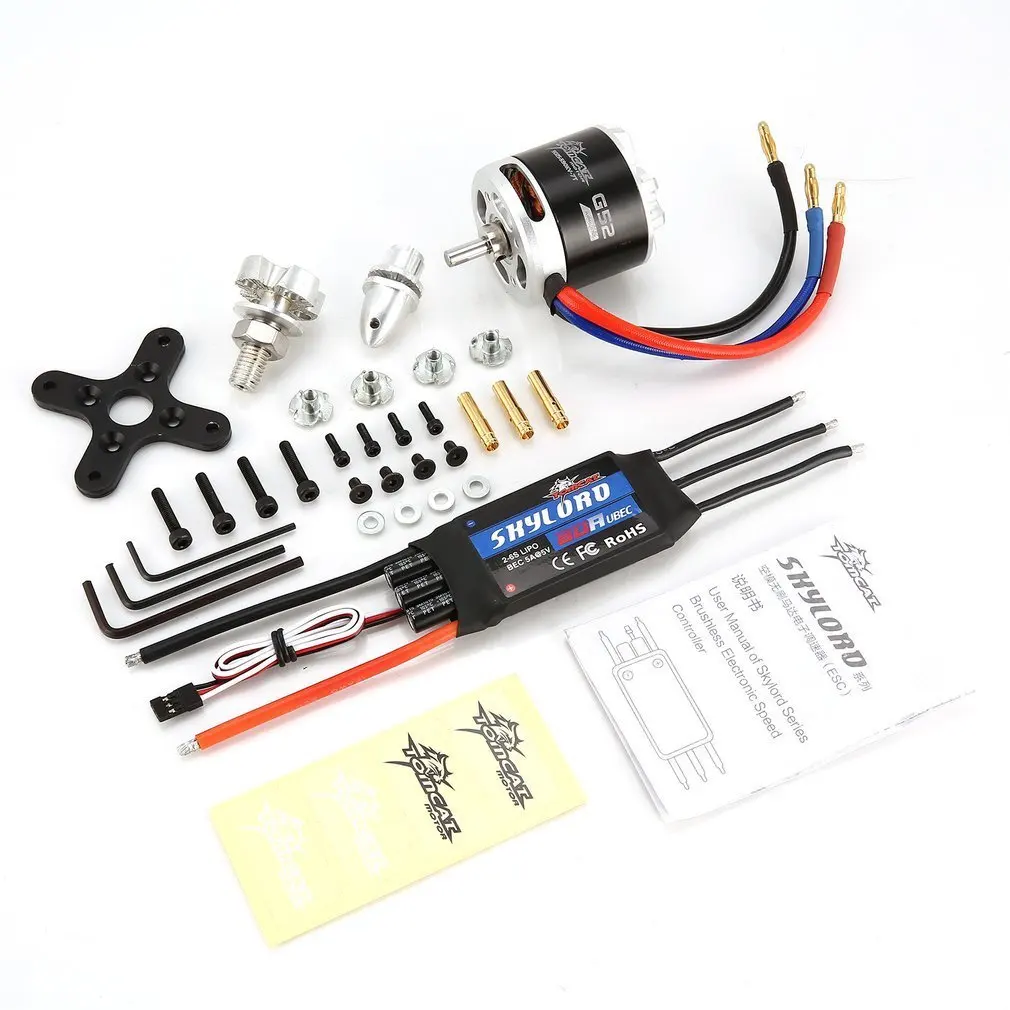 

TomCat TC-G 5025 KV590 Brushless Motor Skyload 80A Brushless ESC Combo Set for RC Fixed Wing Airplane Drone Helicopter