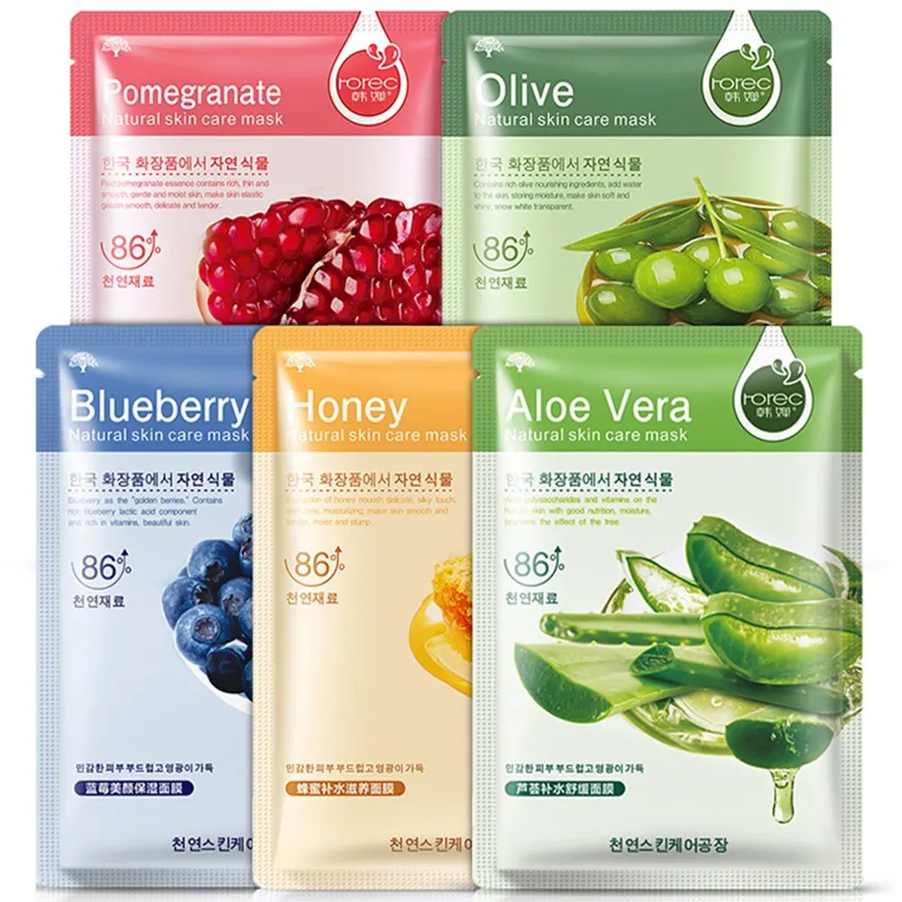 

Mask Moisturizing Whitening Natural Skin Care Facial Mask Aloe Vera Cucumber Honey Pomegranate Olives Blueberry Face Care