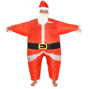 

Christmas Inflatable Santa Claus Costume Air Fan Operated Blow Up Xmas Suit Christmas Party Inflatable Costume with Hat Beard