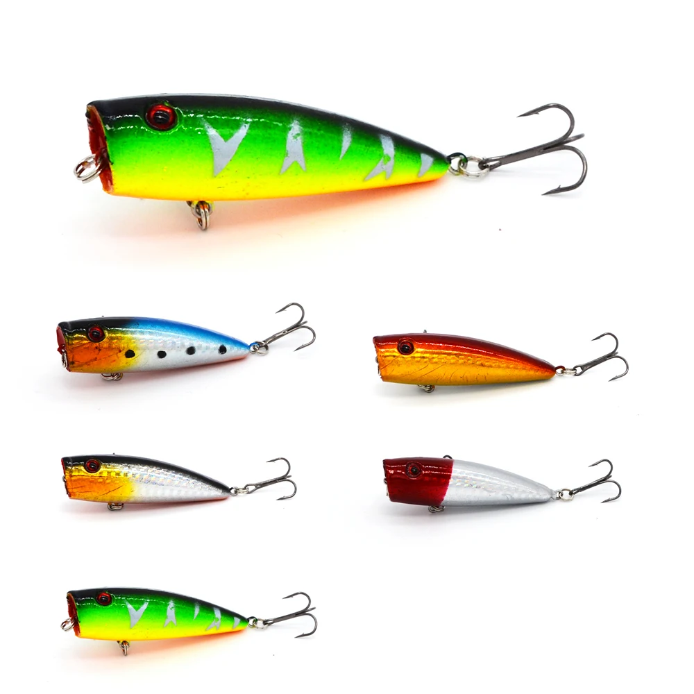 1Pcs/bag 6.5cm 9.1g Top Water Floating Lure Popper Artificial Bait Fishing  Lures Pooper two Hooks 3D Fish Eye Poper Fake Lure