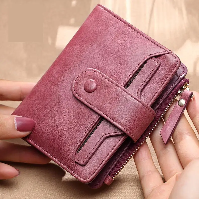 

2018 New Ladies Wallets Women Short Wallet Real Leather Large Capacity Fashion Small Coin Purse Genuine Female Clutch Bag