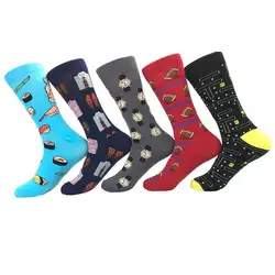 YJSFG дом унисекс Happy Socks Для мужчин Для женщин Хлопок лодыжки Англия забавные носки с принтом животных Еда Полосатый Одежда Горячие носки