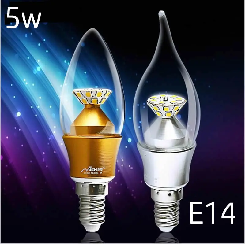 Wholesale 5W E14 Led Candle Bulbs Lights Warm/White High Bright Led