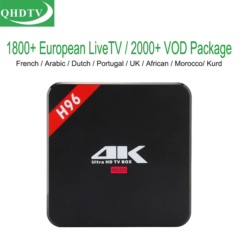 

QHDTV French Subscription 1 Year H96 Android TV Box Portuguese TV Channels Italy Dutch Afrique UK Arabic Europe IPTV Package VOD