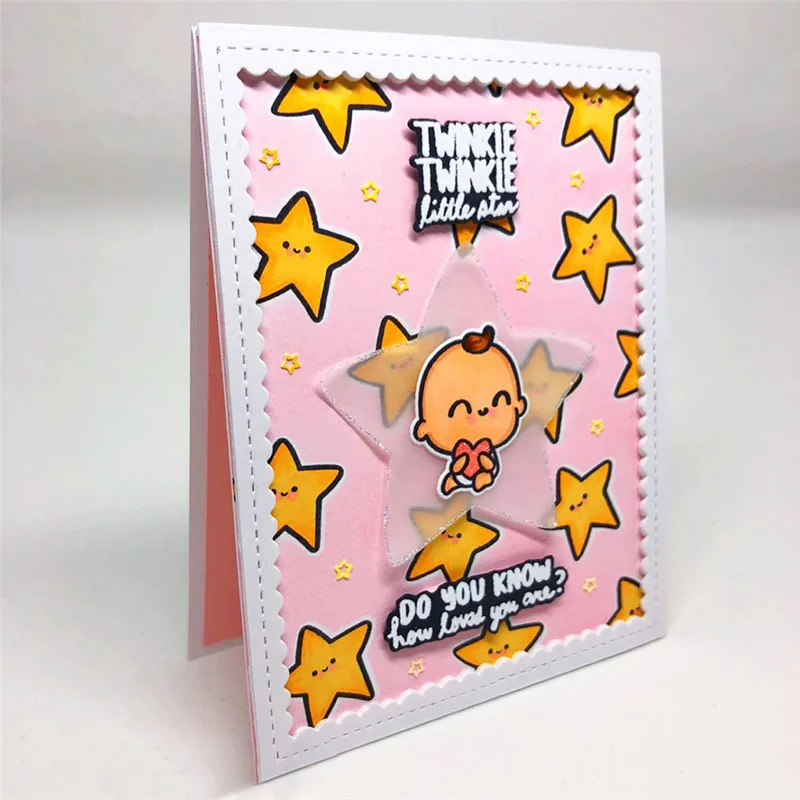 

New Arrival Cute Newborn Kids Metal Cutting Dies and Clear Stamps for Scrapbooking Craft Dies Welcome Little One Metal Dies
