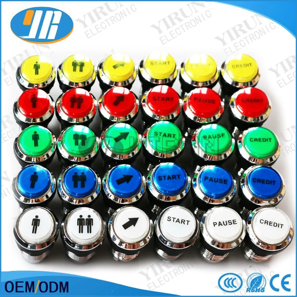 10x Chrome Plating 30mm LED Illuminated Push Buttons Switch For Arcade Machine 