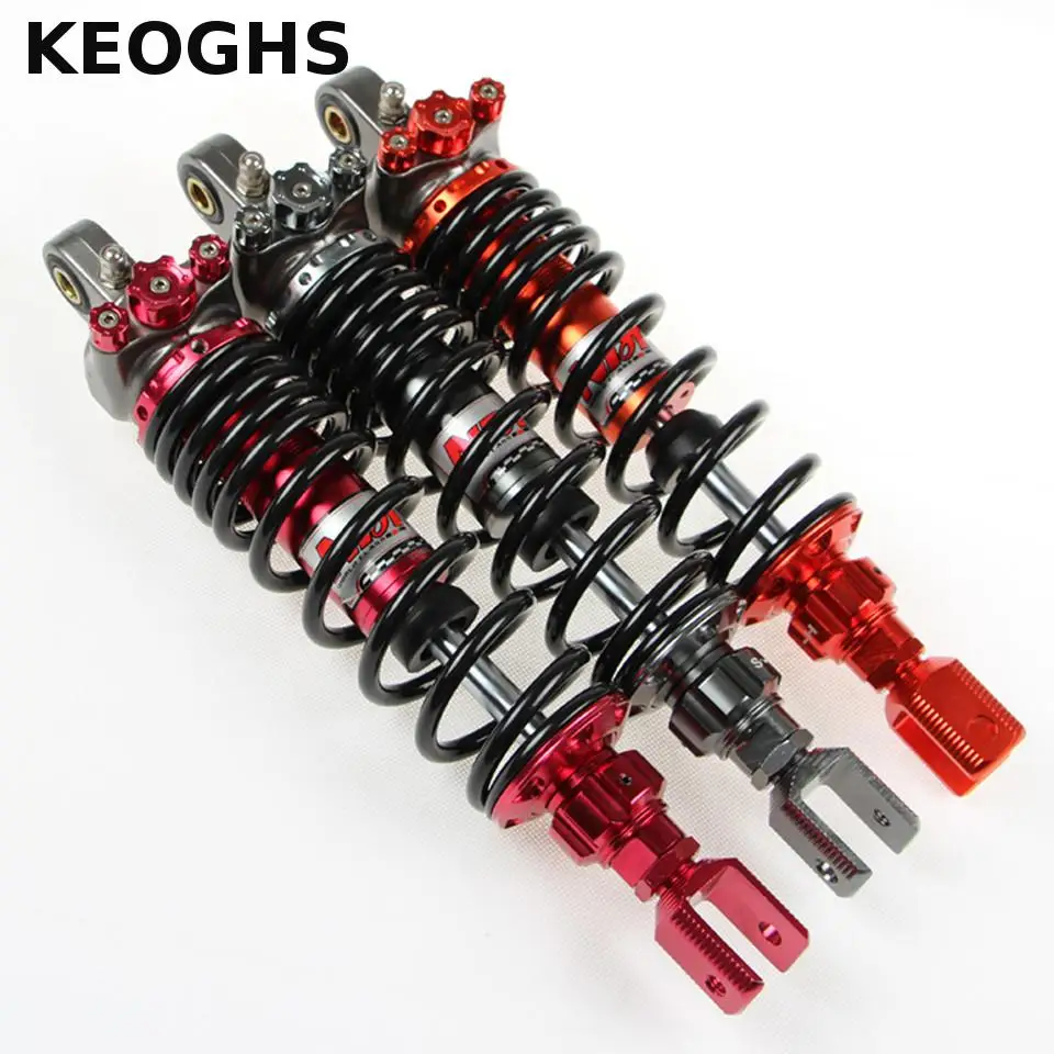 

KEOGHS Motorcycle Rear Shock Absorber Cushion Three Buttons Decoration Inflatable 320mm Hole Spacing For Honda Scooter Motorbike