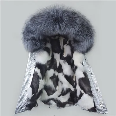 8 fox fur lining MaoMaoKong Женское зимнее пальто серебряного цвета с большим воротником из меха енота Серебряная настоящая опушка из лисьего меха Верхняя одежда брендовые стильные парки - Цвет: 8 fox fur lining