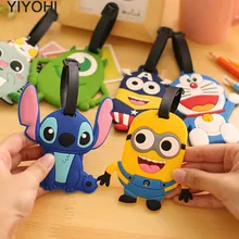 YIYOHI Cute Travel Accessories Luggage Tag Suitcase Cartoon Style Cute Minions Cat Fashion Silicon Portable Travel Label