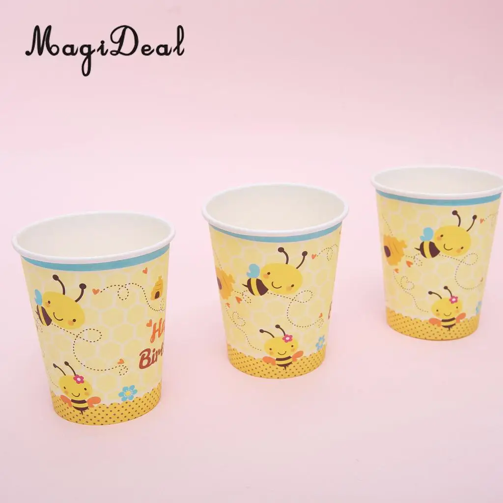 10pcs Cute Bee Paper Disposable Cups Birthday Party Tableware Decoration