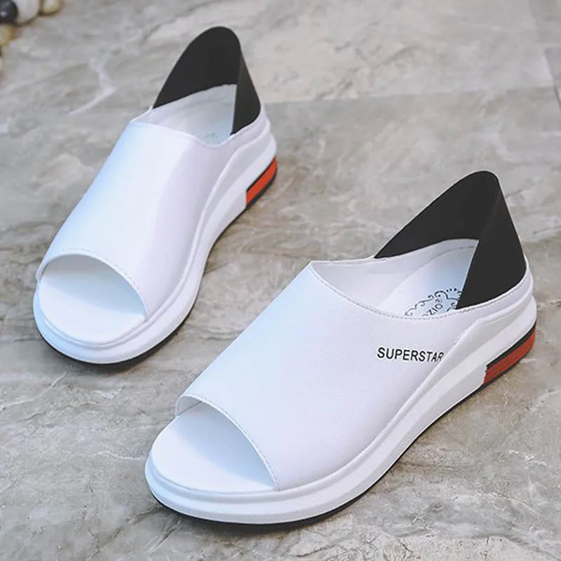 

Fashion Mixed Colors Slip-On Peep Toe Flat Shoes 2019 New Spring Causal Comfortable PU Leather Women Shoes XWD7477