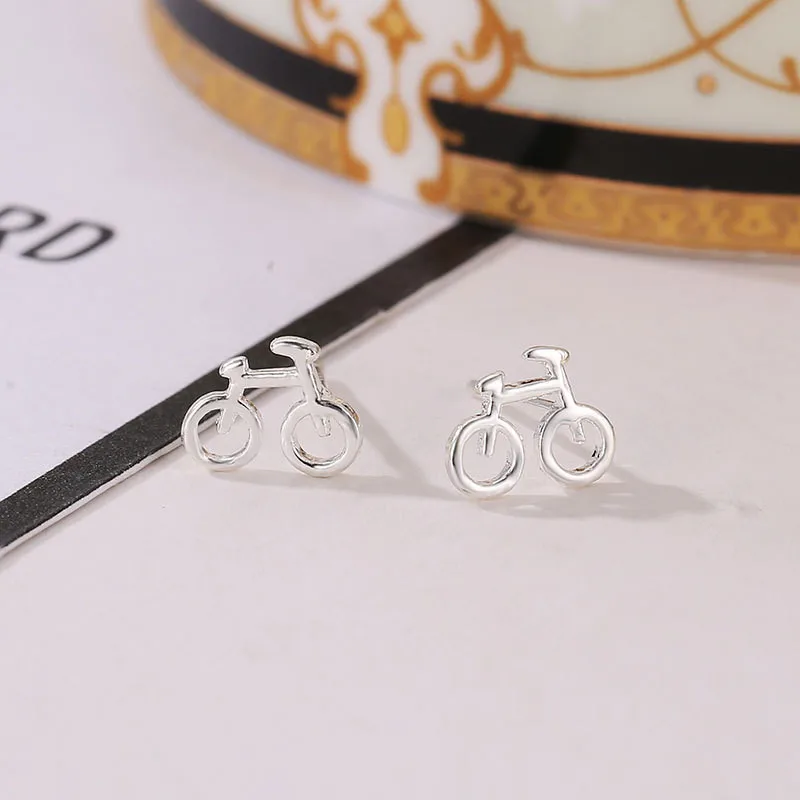 bicycle earrings silver