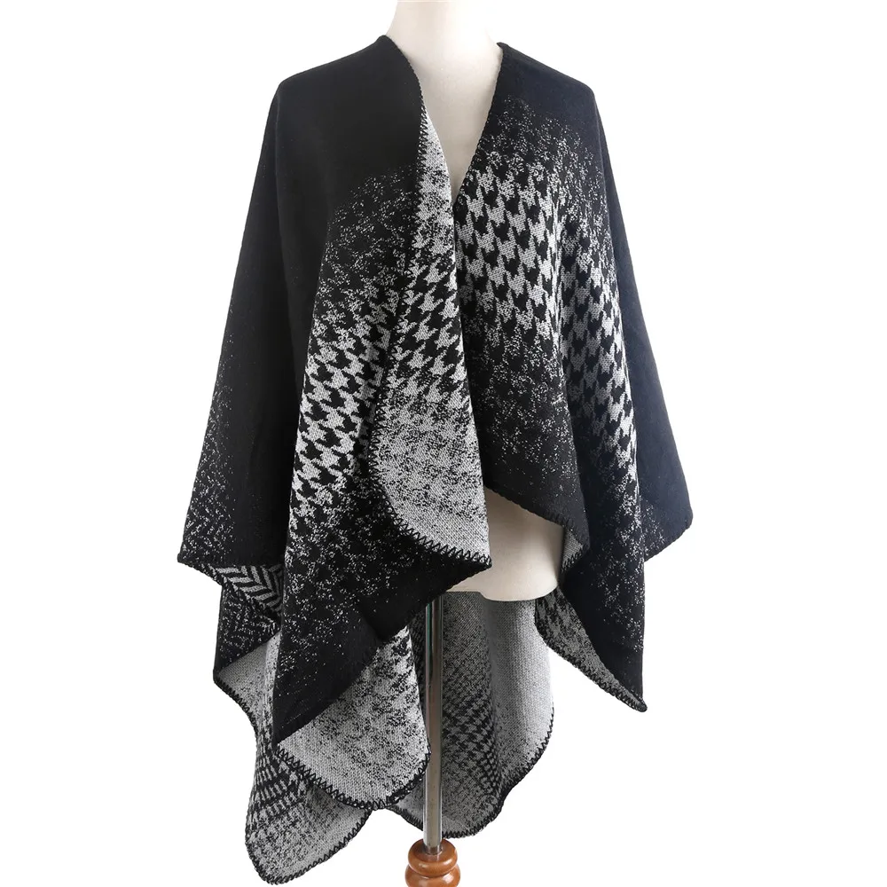 

POBING Women Poncho Winter Cashmere Scarf Unisex Basic Birds Scarf Vintage Poncho Long Pashmina Shawls And Wraps Tippet Cape