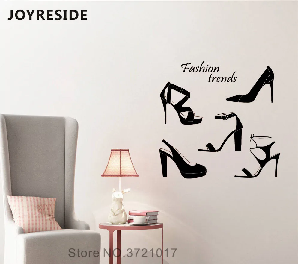 JOYRESIDE High Heels Dressing Wall Decal Salon Girls Wall Sticker
