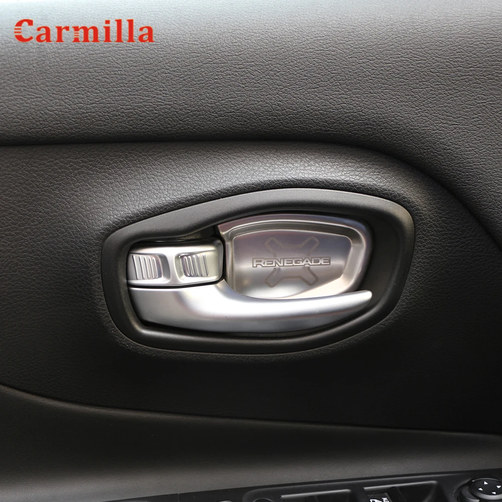  Car Interior Door Handle Bowl Pads Cover Molding Trim Stickers Fit for Jeep Renegade 2014 2015 2016