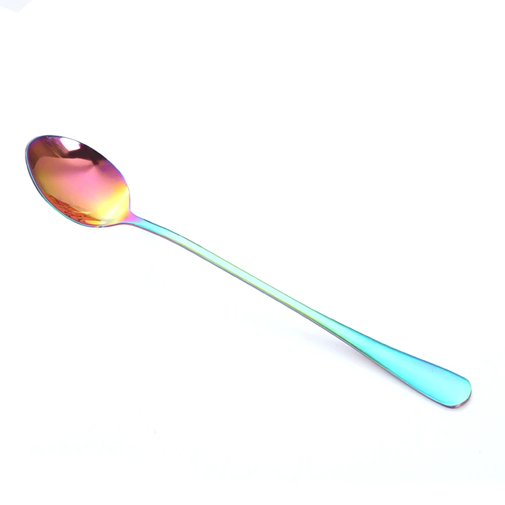 NEW Stainless Steel Stirring Spoon Titanium-plated Rose Gold Spoon Mug Coffee Spoon Pointed Spoon Drop Shipping - Цвет: Colorful Spoon