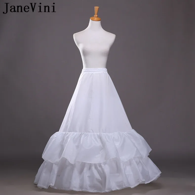 

JaneVini 2 Hoop 2 Layers Crinoline Underskirt For Wedding Dress Petticoats A Line Long Petticoat Underskirts Bridal Buddy 2018