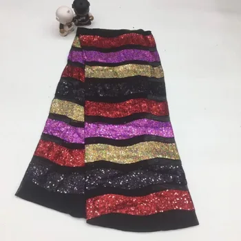 

David-4.2502 Hot selling african sequins lace fabric tessel fringel embroidered tulle mesh lace fabric