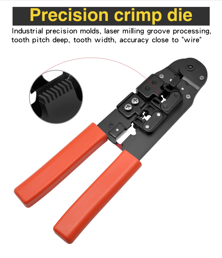 CNCOB кабельный Кримпер, обжимной инструмент для телефонной вилки, 2 в модульный обжимной инструмент, 8P8C/RJ-45, 6P6C/RJ12, 6P4C/RJ-11, 6P2C